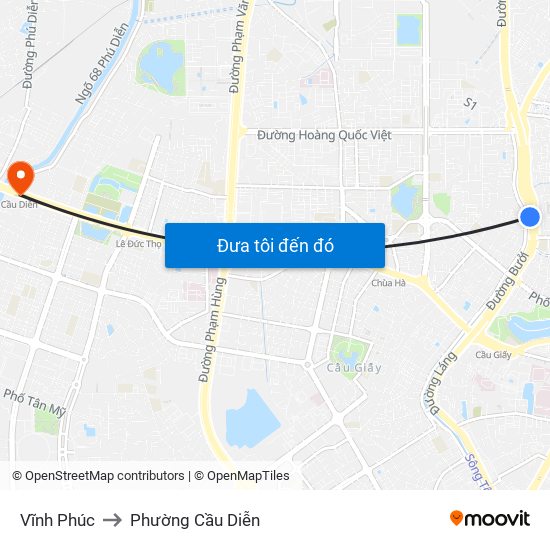 Vĩnh Phúc to Phường Cầu Diễn map