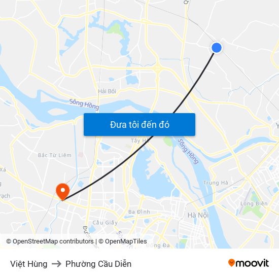 Việt Hùng to Phường Cầu Diễn map