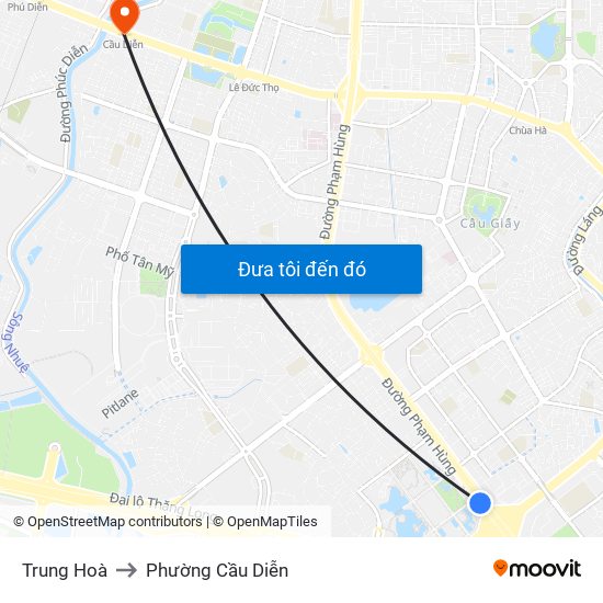 Trung Hoà to Phường Cầu Diễn map