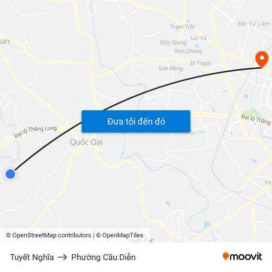 Tuyết Nghĩa to Phường Cầu Diễn map