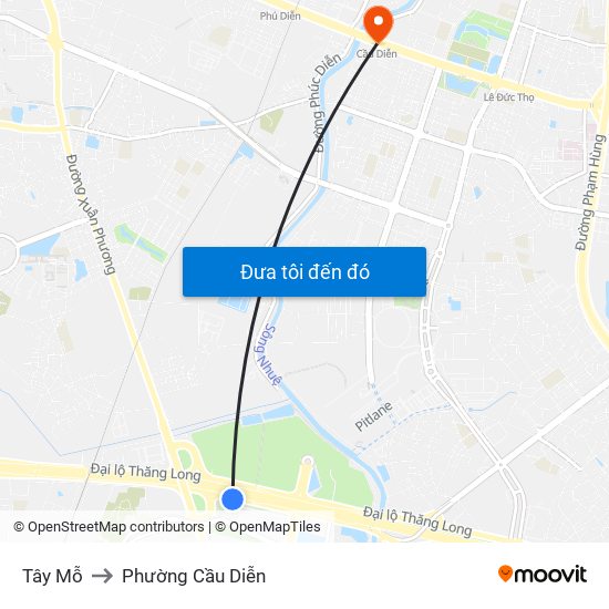 Tây Mỗ to Phường Cầu Diễn map