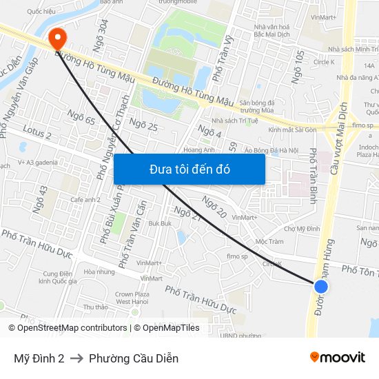 Mỹ Đình 2 to Phường Cầu Diễn map