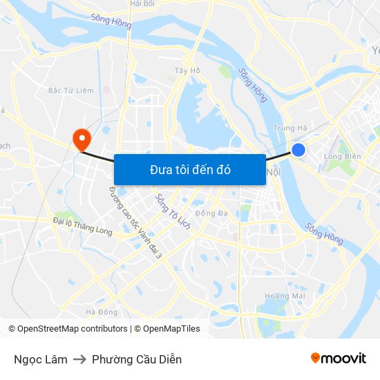 Ngọc Lâm to Phường Cầu Diễn map