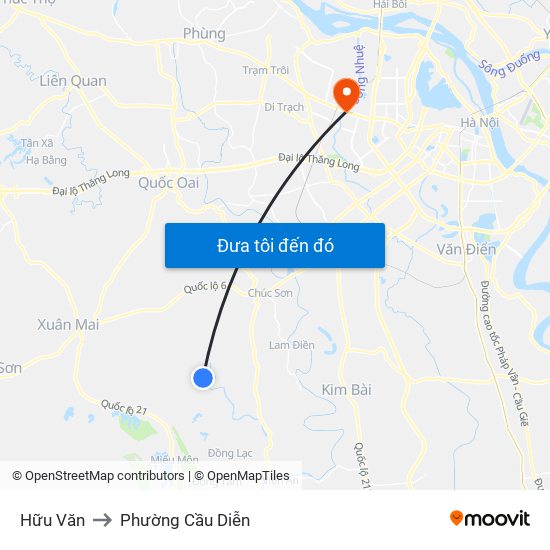 Hữu Văn to Phường Cầu Diễn map
