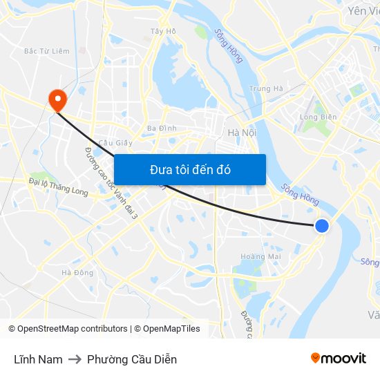 Lĩnh Nam to Phường Cầu Diễn map
