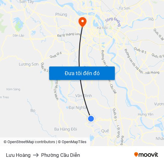 Lưu Hoàng to Phường Cầu Diễn map