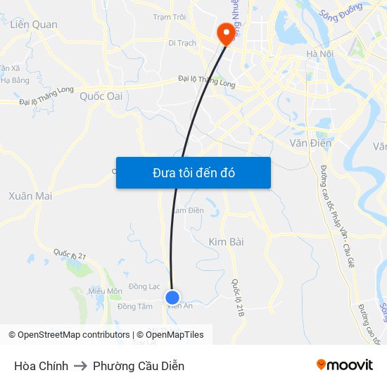 Hòa Chính to Phường Cầu Diễn map