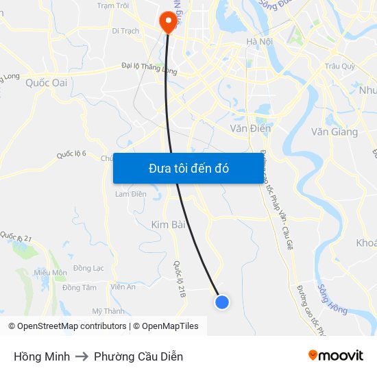 Hồng Minh to Phường Cầu Diễn map