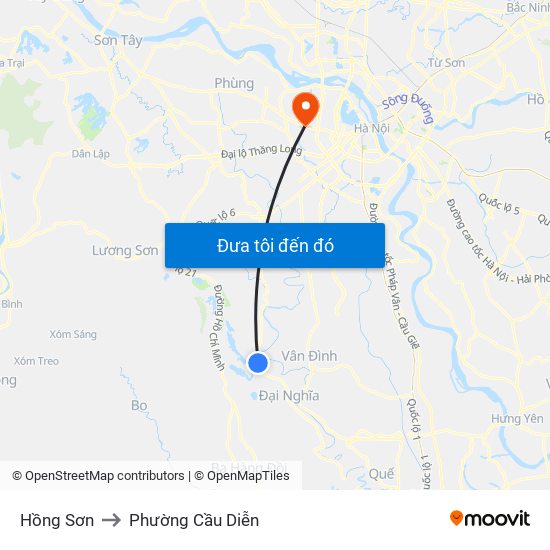 Hồng Sơn to Phường Cầu Diễn map