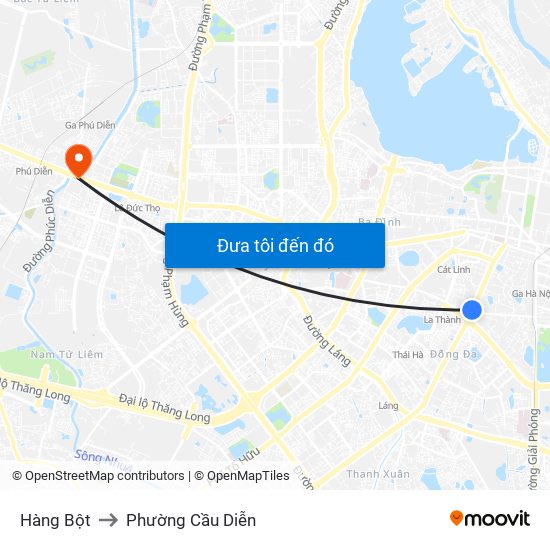 Hàng Bột to Phường Cầu Diễn map