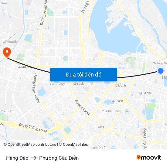 Hàng Đào to Phường Cầu Diễn map