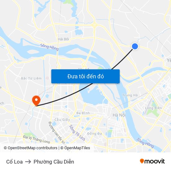 Cổ Loa to Phường Cầu Diễn map