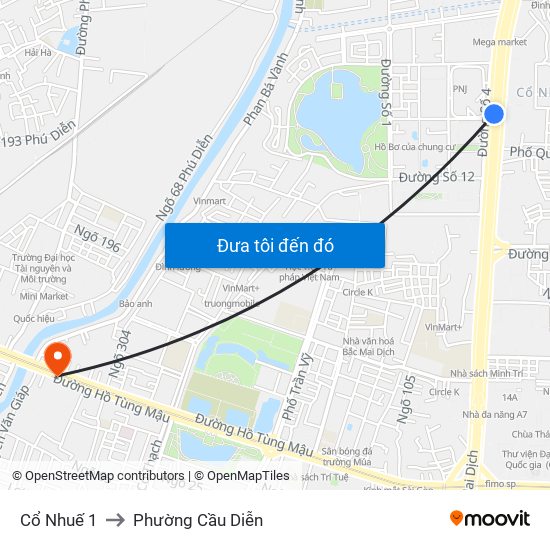 Cổ Nhuế 1 to Phường Cầu Diễn map