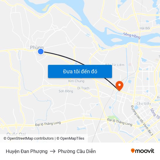 Huyện Đan Phượng to Phường Cầu Diễn map