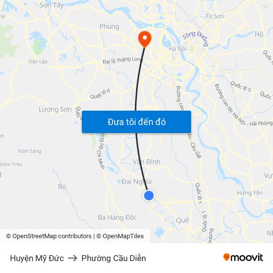 Huyện Mỹ Đức to Phường Cầu Diễn map