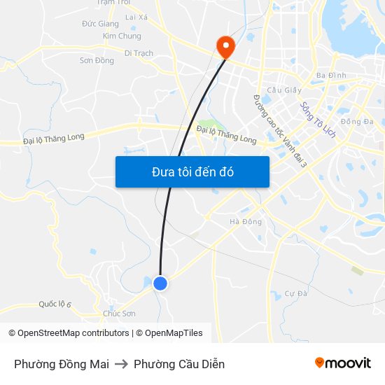 Phường Đồng Mai to Phường Cầu Diễn map