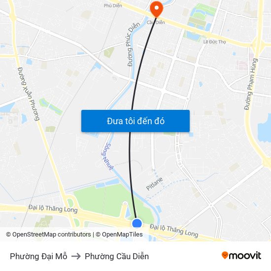 Phường Đại Mỗ to Phường Cầu Diễn map