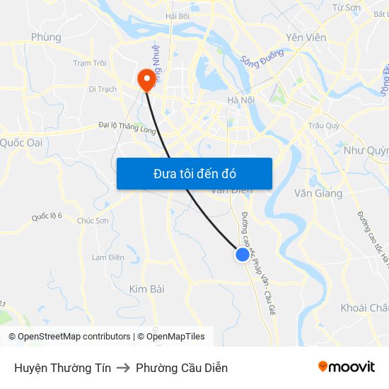 Huyện Thường Tín to Phường Cầu Diễn map
