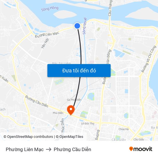 Phường Liên Mạc to Phường Cầu Diễn map