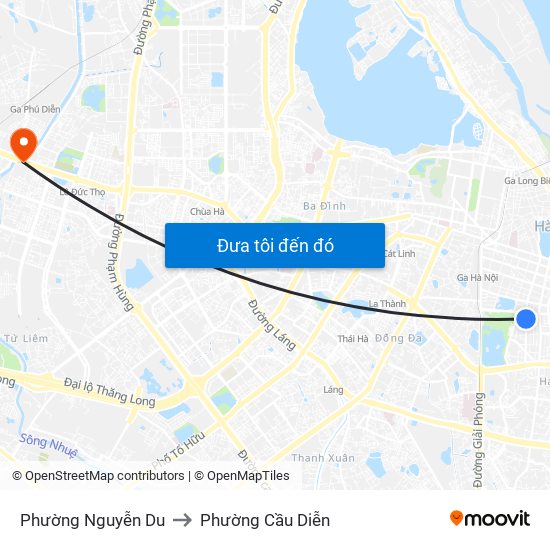 Phường Nguyễn Du to Phường Cầu Diễn map