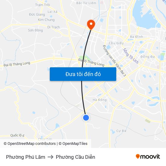 Phường Phú Lãm to Phường Cầu Diễn map