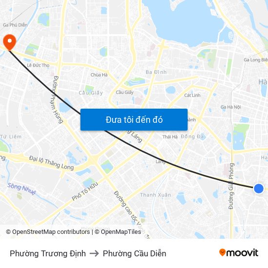 Phường Trương Định to Phường Cầu Diễn map