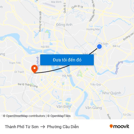 Thành Phố Từ Sơn to Phường Cầu Diễn map