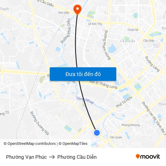 Phường Vạn Phúc to Phường Cầu Diễn map