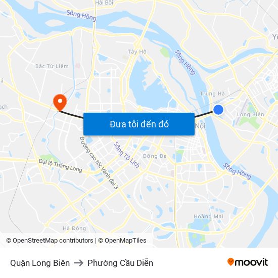 Quận Long Biên to Phường Cầu Diễn map