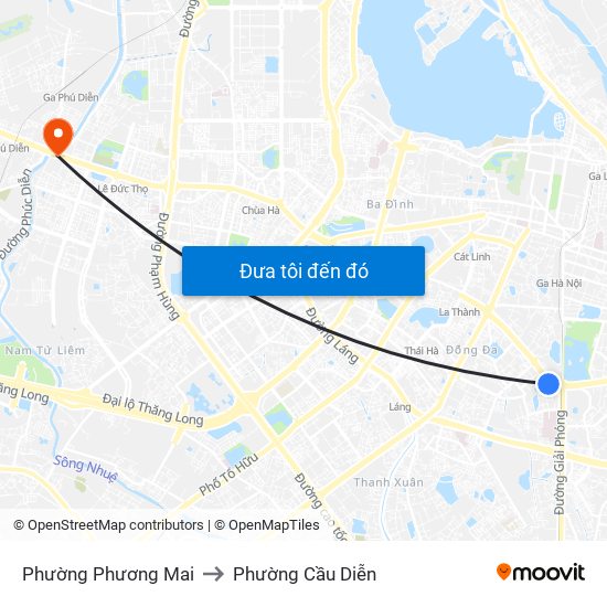 Phường Phương Mai to Phường Cầu Diễn map