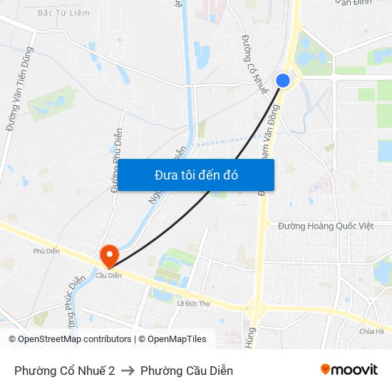 Phường Cổ Nhuế 2 to Phường Cầu Diễn map