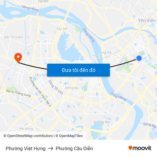 Phường Việt Hưng to Phường Cầu Diễn map