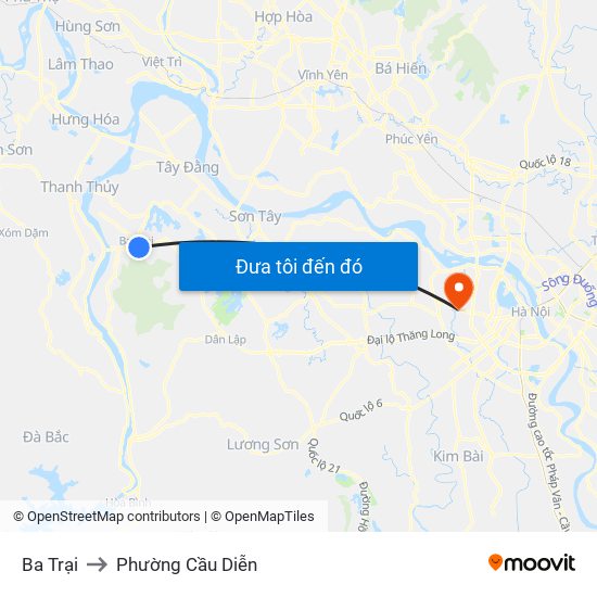 Ba Trại to Phường Cầu Diễn map