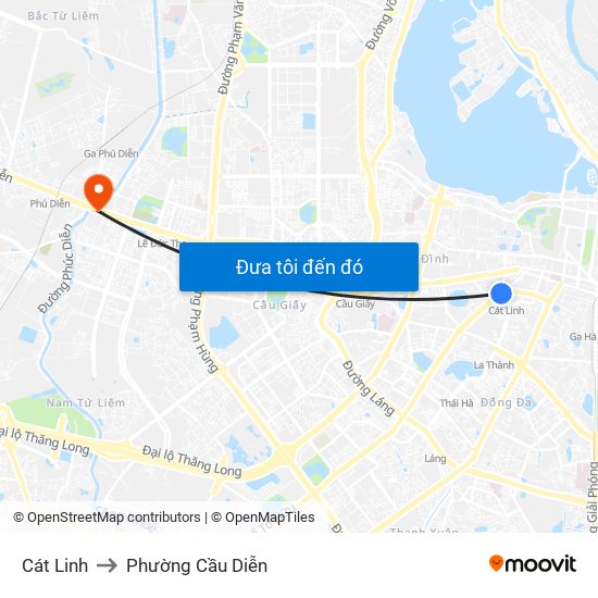 Cát Linh to Phường Cầu Diễn map