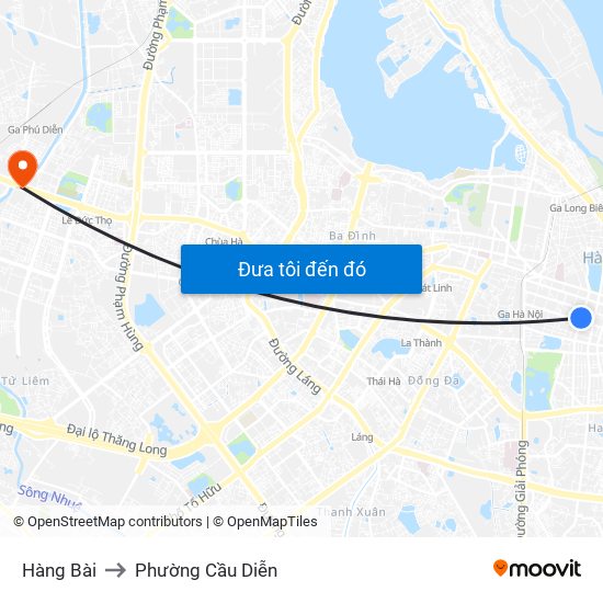 Hàng Bài to Phường Cầu Diễn map