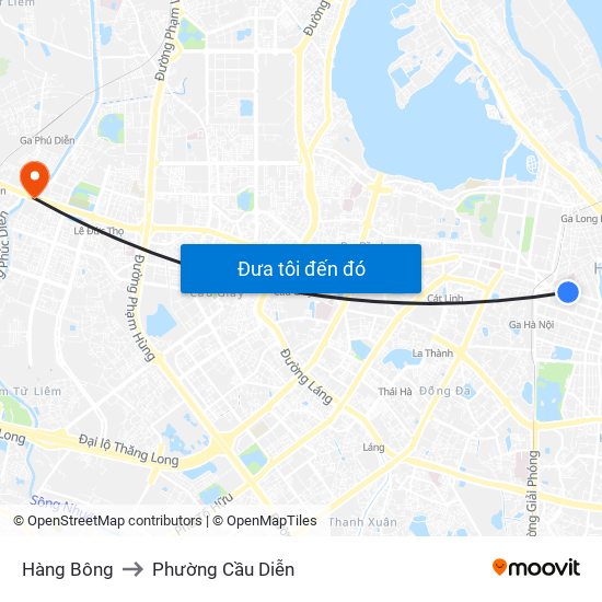 Hàng Bông to Phường Cầu Diễn map