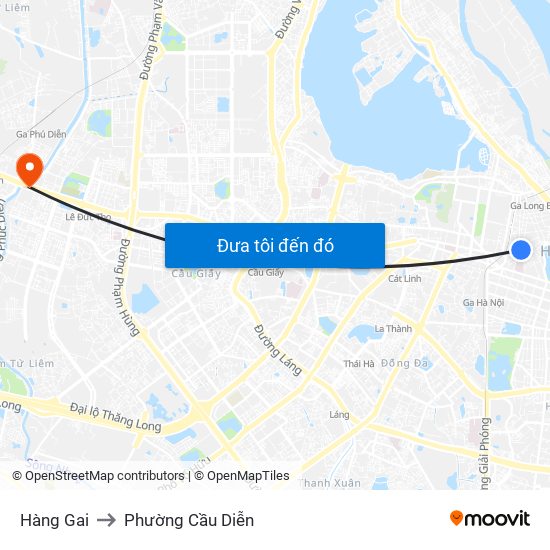 Hàng Gai to Phường Cầu Diễn map