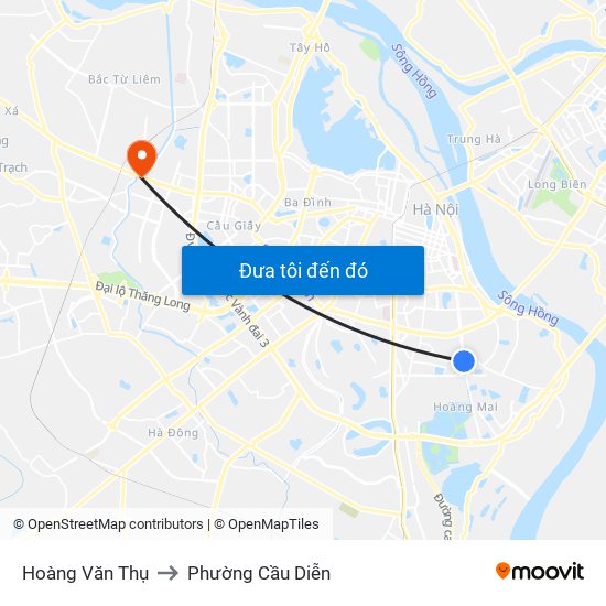 Hoàng Văn Thụ to Phường Cầu Diễn map