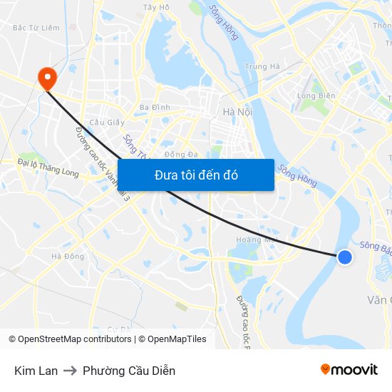 Kim Lan to Phường Cầu Diễn map