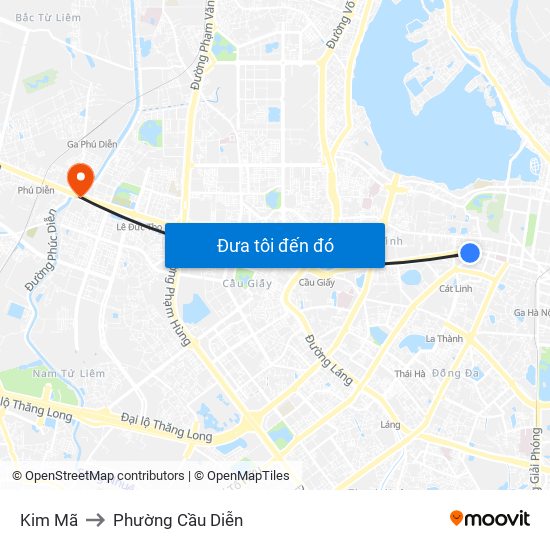 Kim Mã to Phường Cầu Diễn map