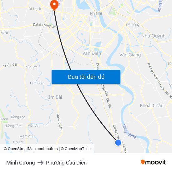 Minh Cường to Phường Cầu Diễn map