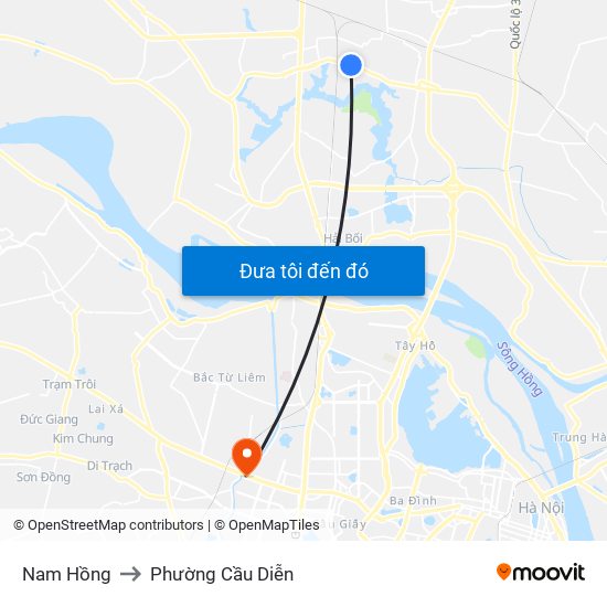 Nam Hồng to Phường Cầu Diễn map