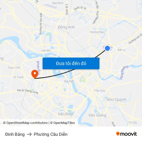 Đình Bảng to Phường Cầu Diễn map