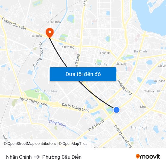 Nhân Chính to Phường Cầu Diễn map