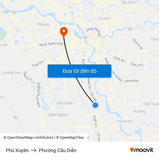 Phú Xuyên to Phường Cầu Diễn map