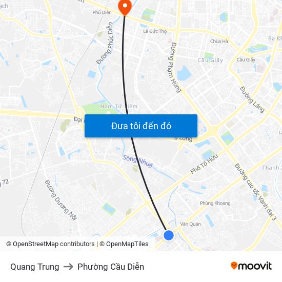 Quang Trung to Phường Cầu Diễn map