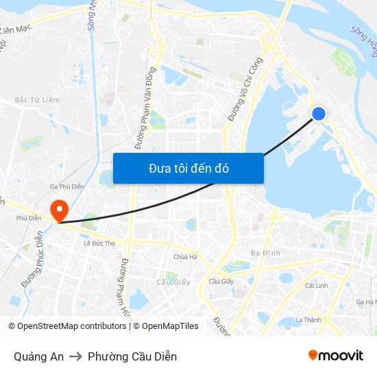 Quảng An to Phường Cầu Diễn map