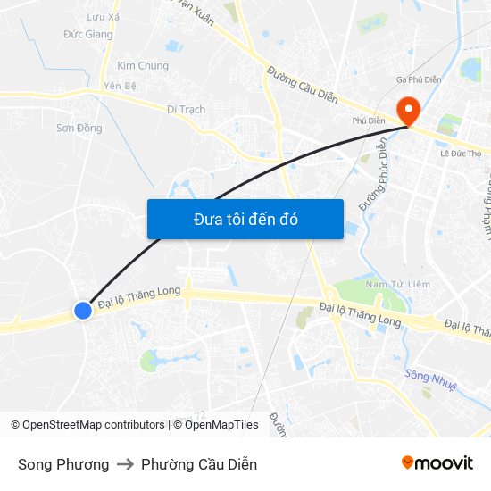 Song Phương to Phường Cầu Diễn map