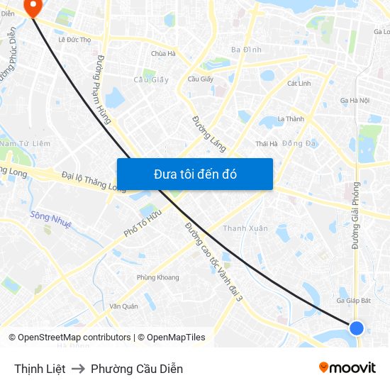 Thịnh Liệt to Phường Cầu Diễn map