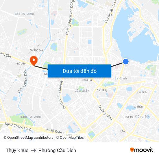 Thụy Khuê to Phường Cầu Diễn map